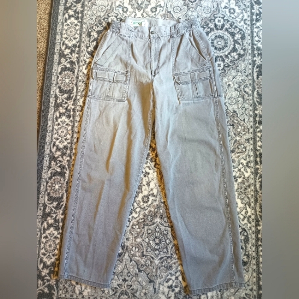 American Eagle Vintage Mens Cargo Pants 90s Y2K Gray Utility Grunge 30x31